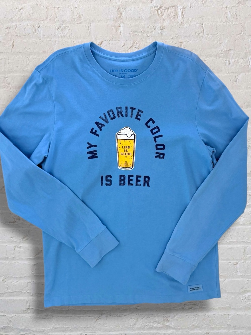 Life Is Good Crusher Tee Mens Medium My Favorite Color Is Beer Blue Long Sleeve - Picture 2 of 10
